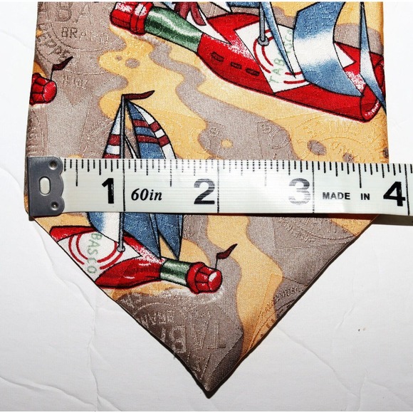 Tabasco Men's Tabasco Sauce Shrimp Boat Print Silk Neck Tie - Picture 7 of 7